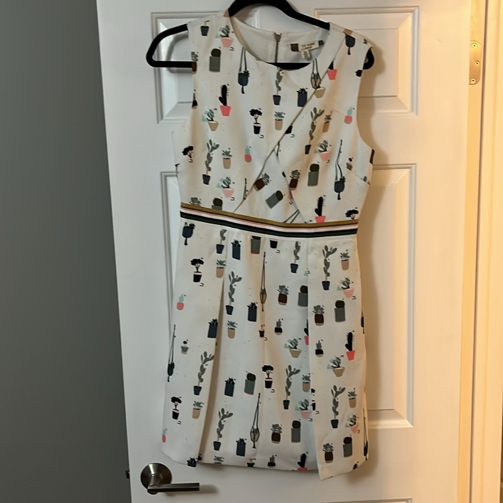 Ted Baker Tetro Cactus Print Dress Size 8 Sleeveless Succulents Plants Ted 3 - Picture 2 of 4